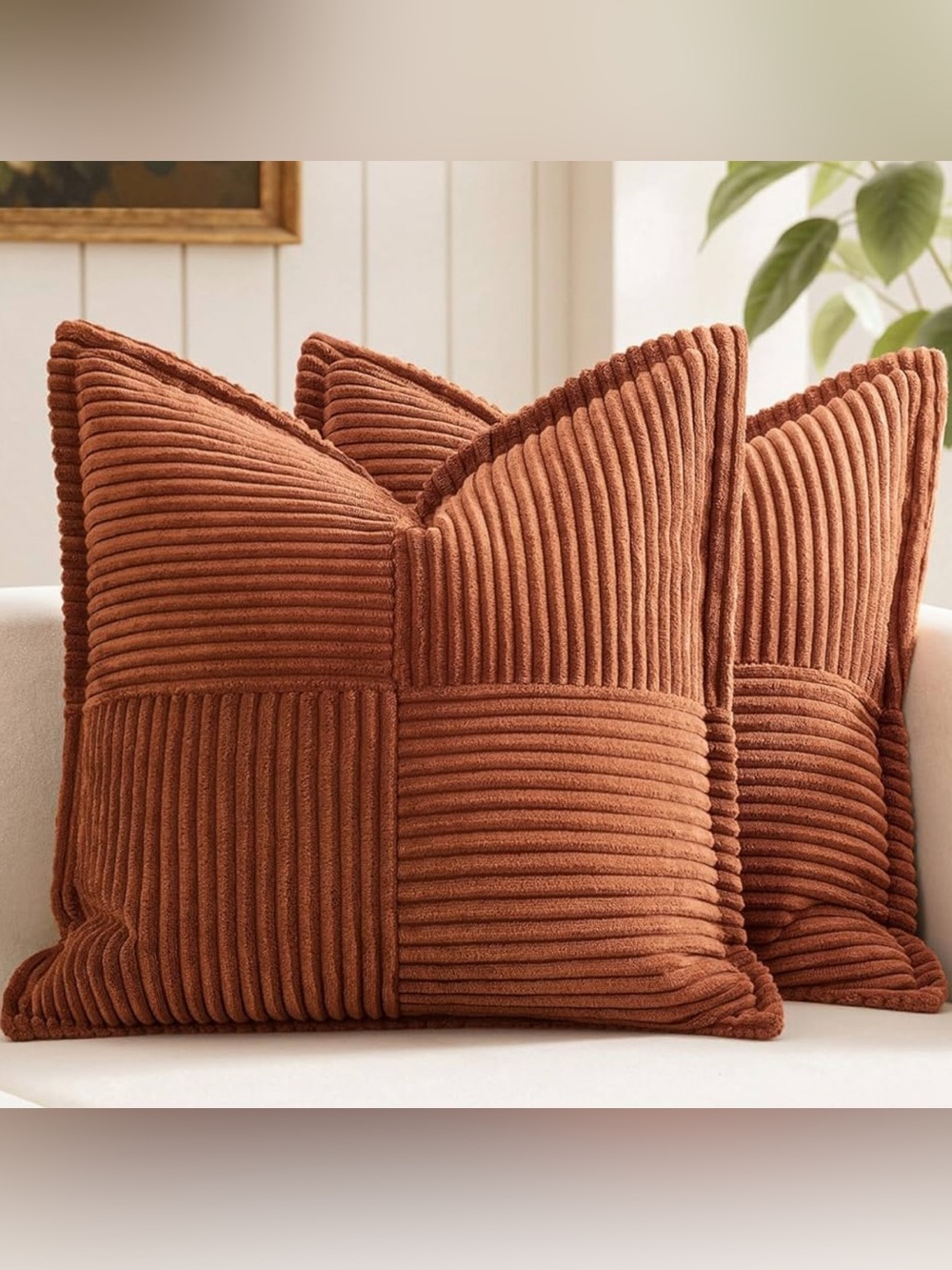MIULEE Dark Rust Decorative Throw Pillow Covers 20x20 Set of 2